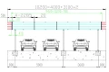 Carport aluminiowy 3-stanowiskowy VV - rysunek techniczny